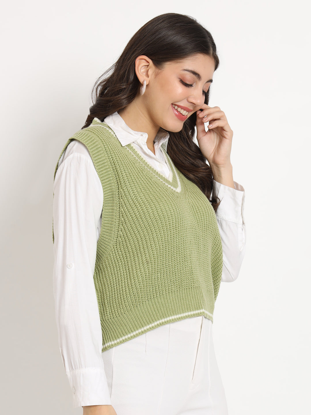 Vintage Women Jersey Sweater-Green
