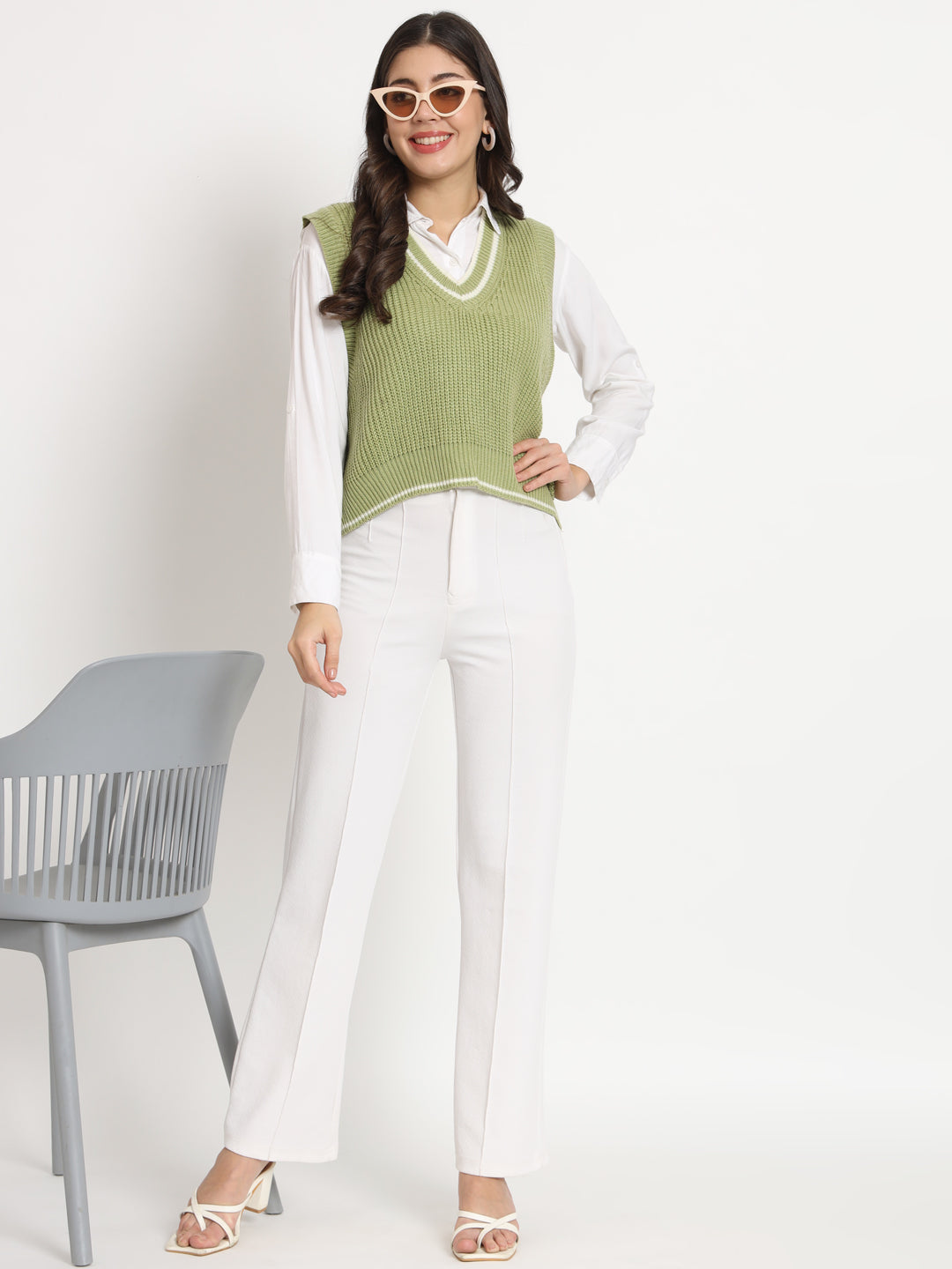 Vintage Women Jersey Sweater-Green