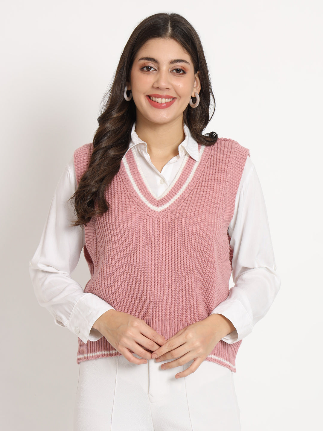 Vintage Women Jersey Sweater-Pink