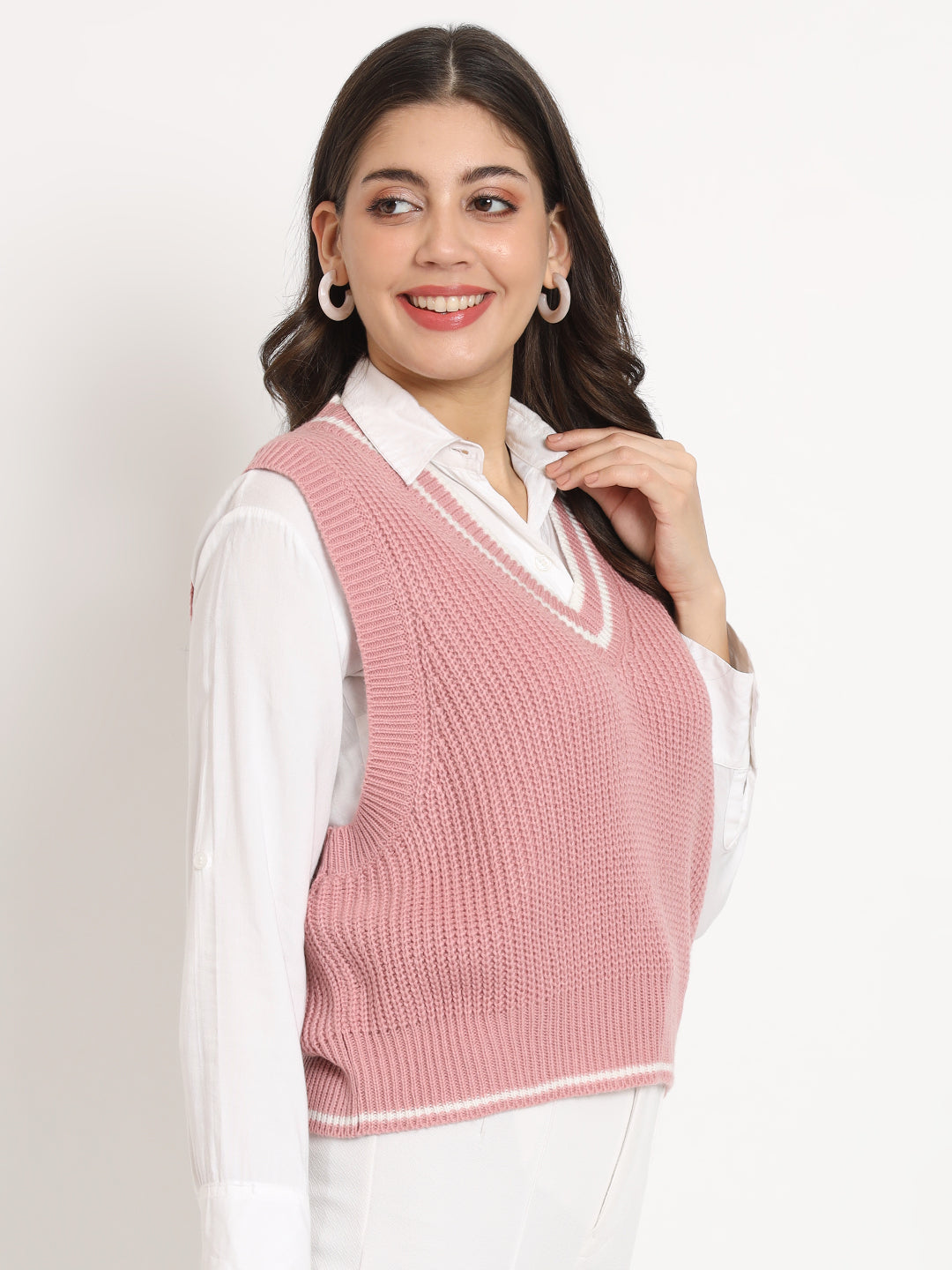 Vintage Women Jersey Sweater-Pink