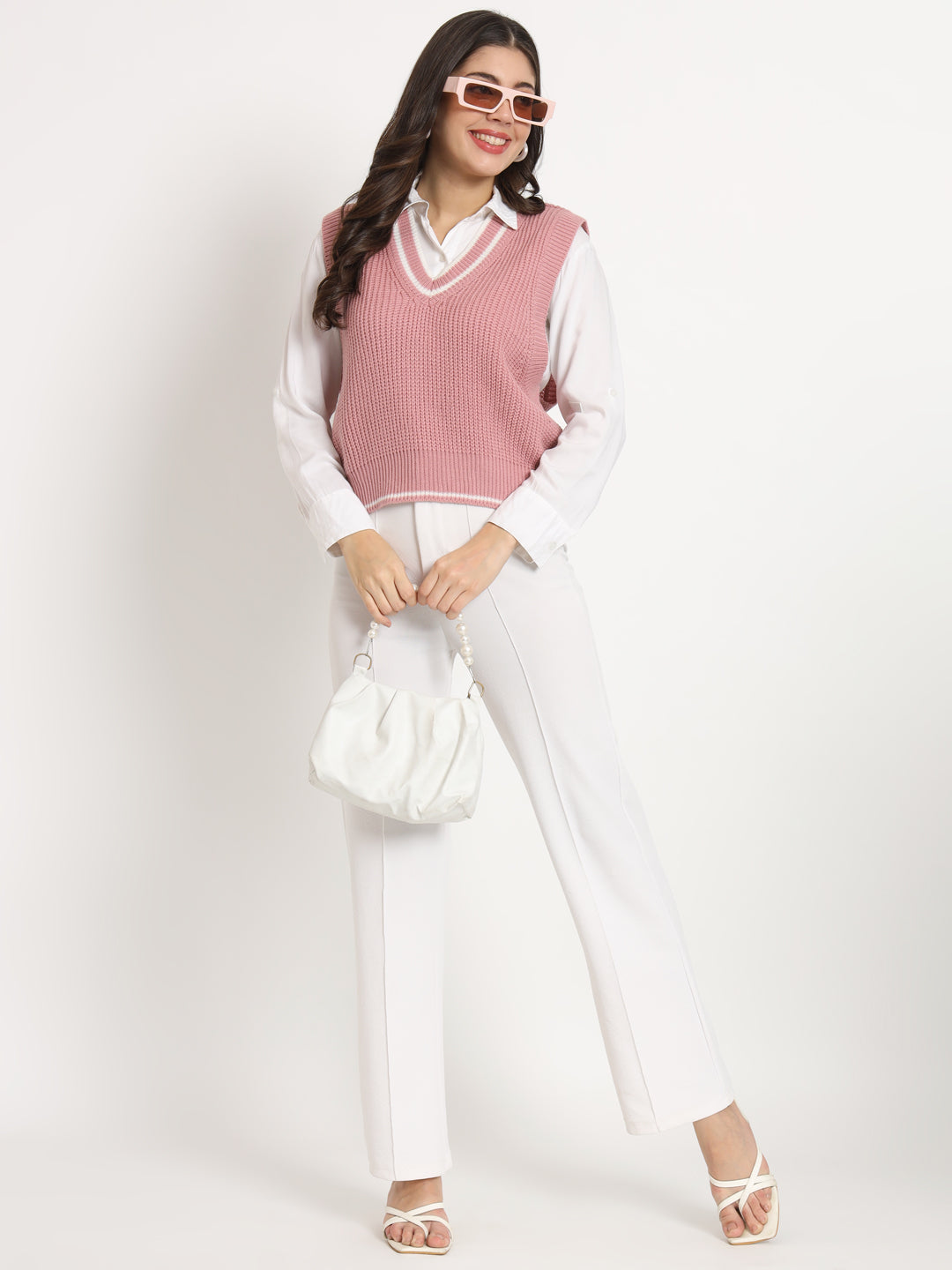 Vintage Women Jersey Sweater-Pink