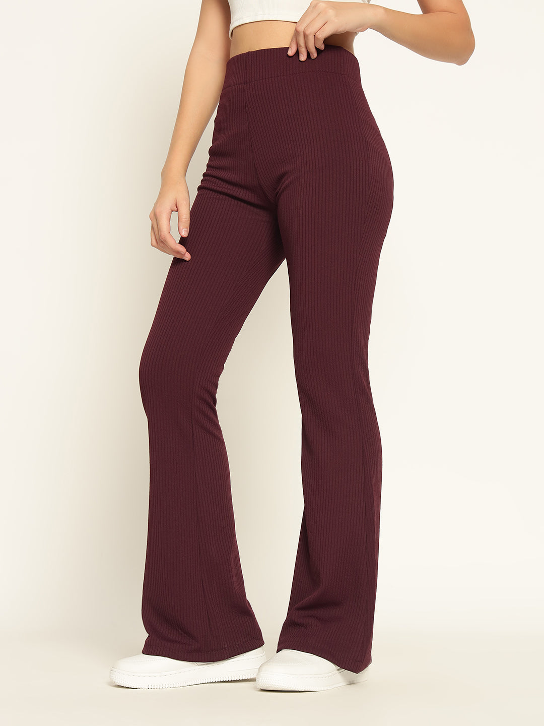 BOOT CUT TROUSERS-PLUM