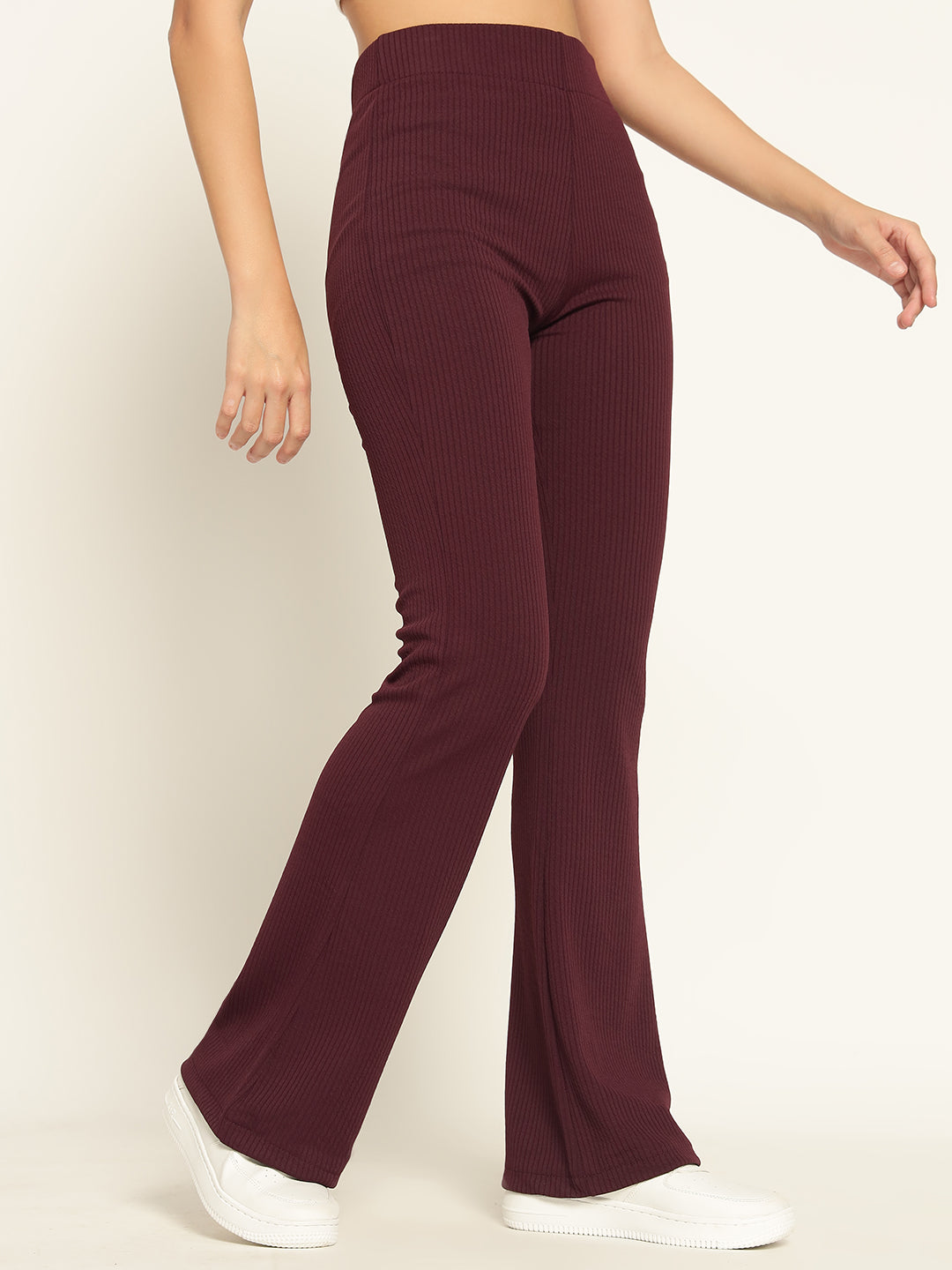 BOOT CUT TROUSERS-PLUM