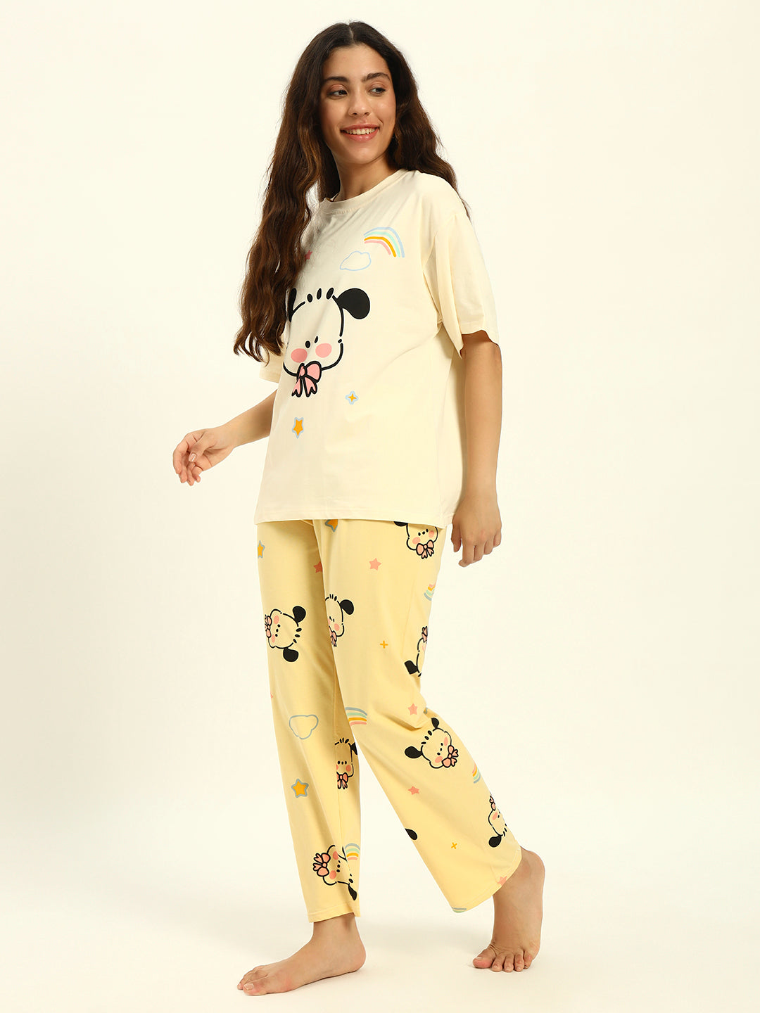 The Cozy Pj Set Yellow Printed
