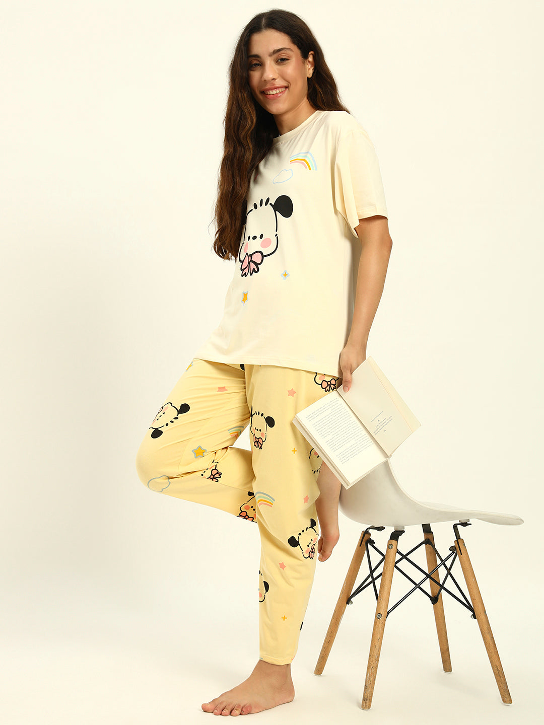The Cozy Pj Set Yellow Printed