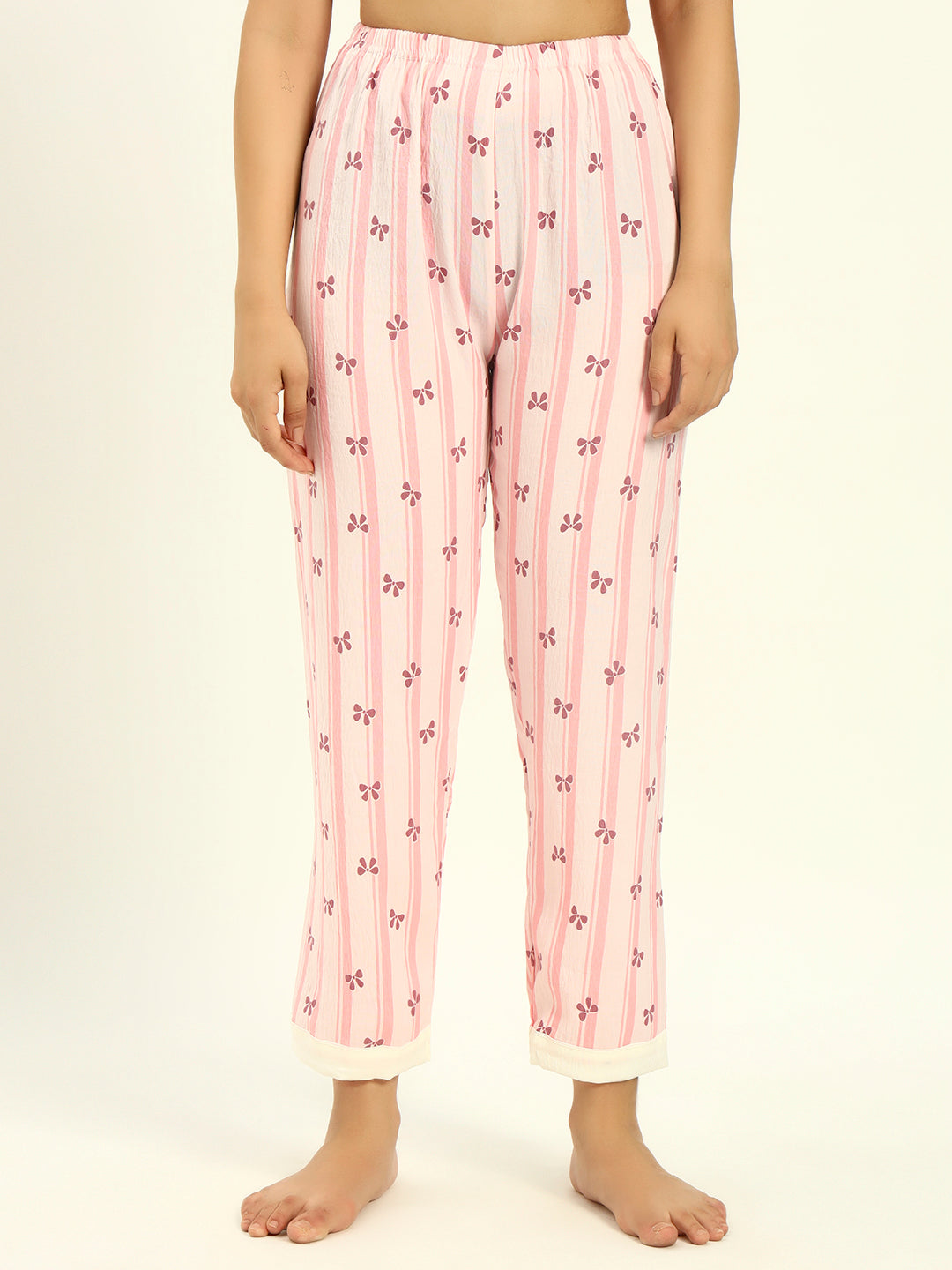 3 pc Korean Night suit Set-Pink Printed