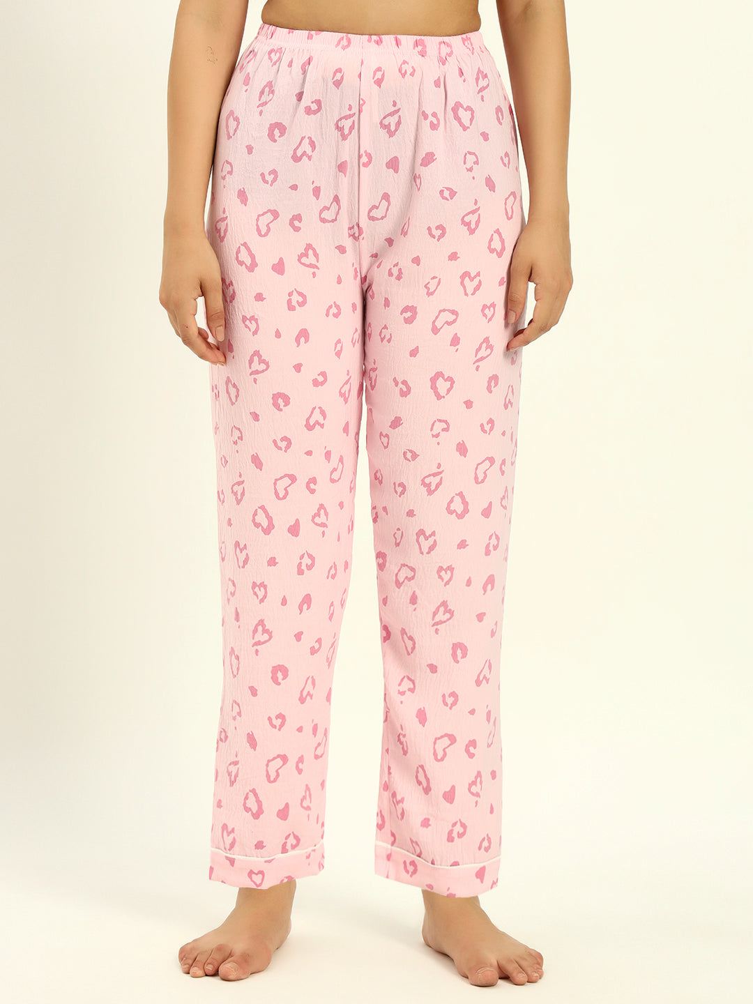 3 pc Korean Night suit Set-Pink Hearts