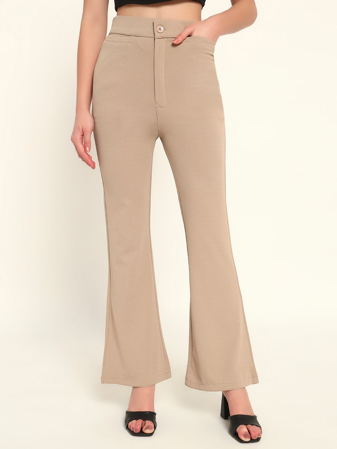 Women's Formal Boot cut trousers Khaki