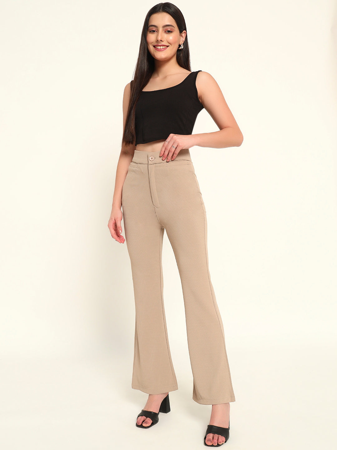 Women's Formal Boot cut trousers Khaki