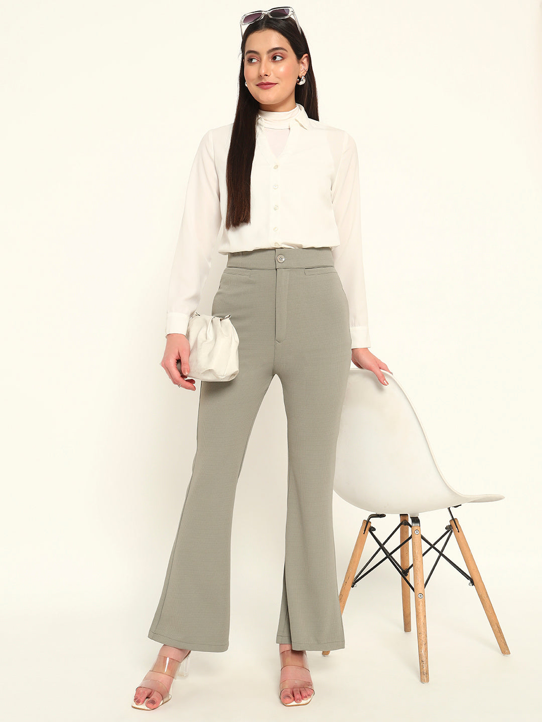 Women's Formal Boot cut trousers Sage Green