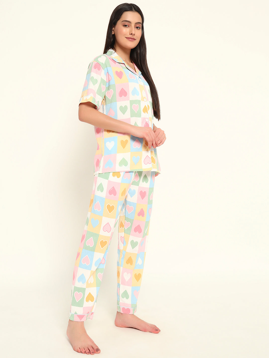 3 pc Korean Night suit Set-Hearts