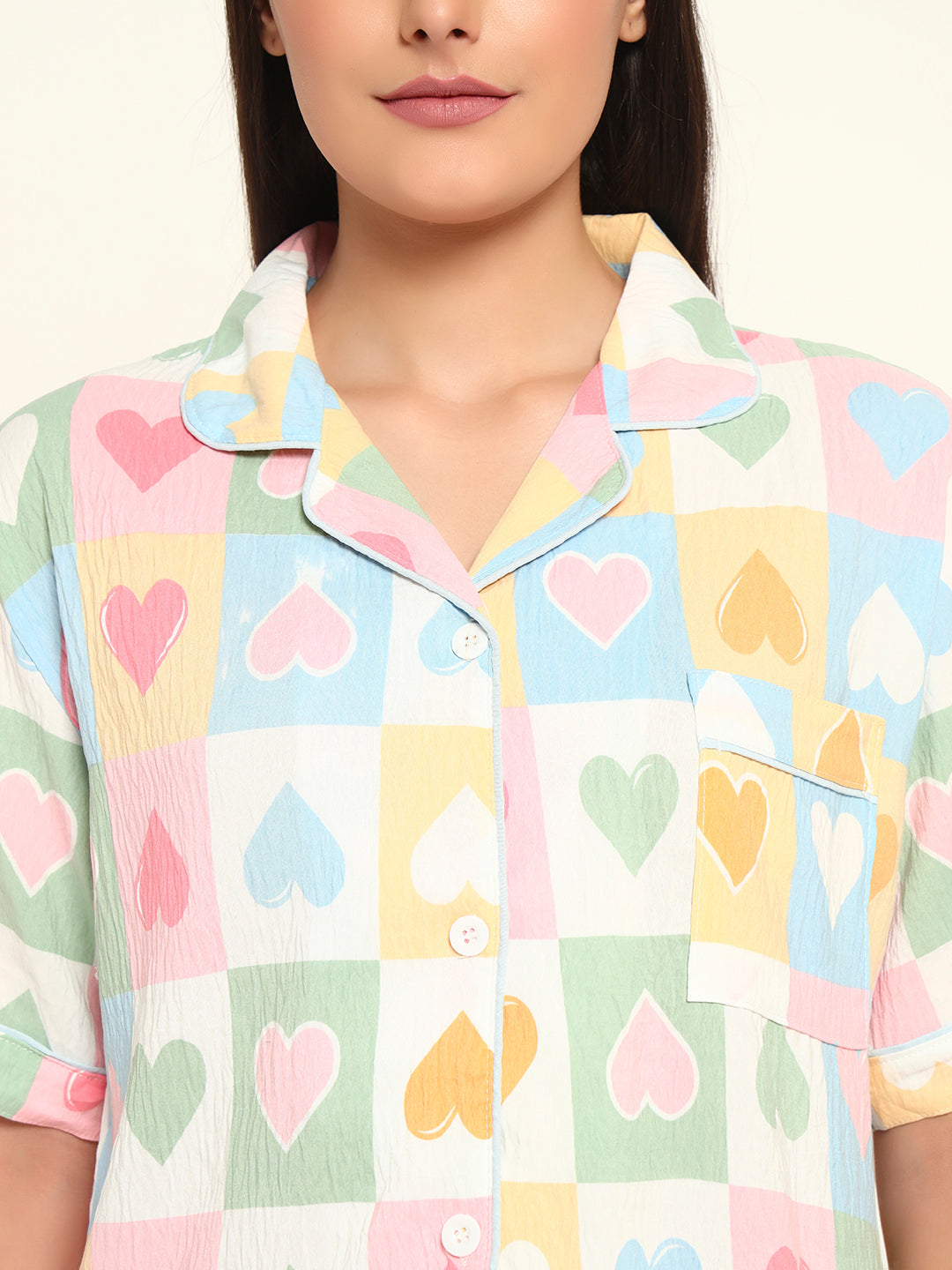 3 pc Korean Night suit Set-Hearts