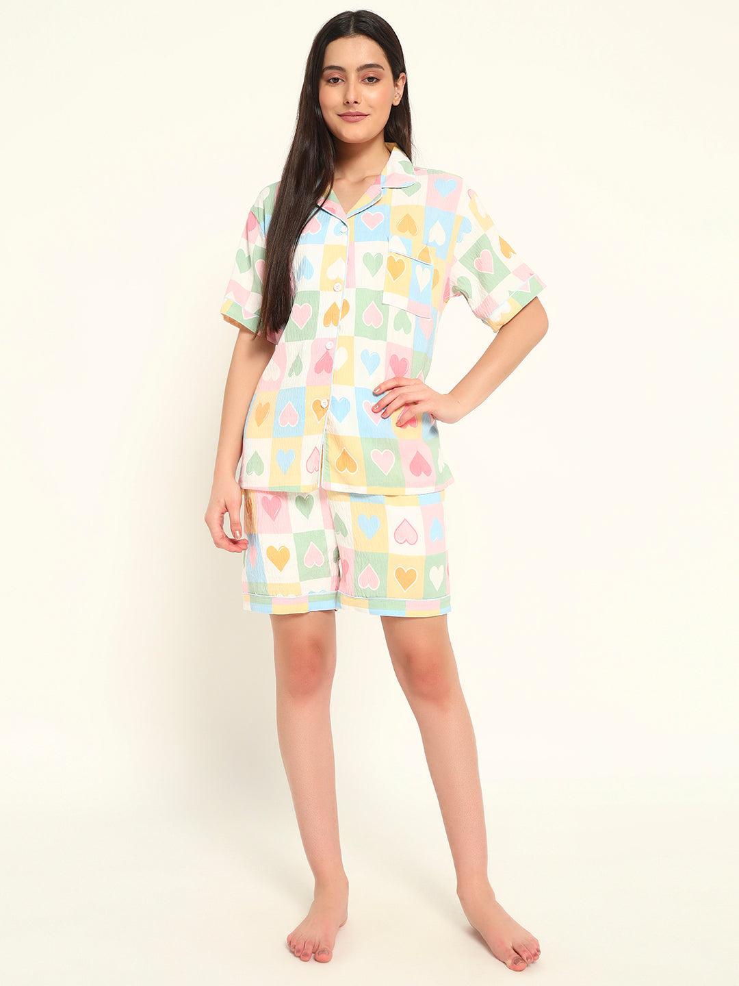 3 pc Korean Night suit Set-Hearts