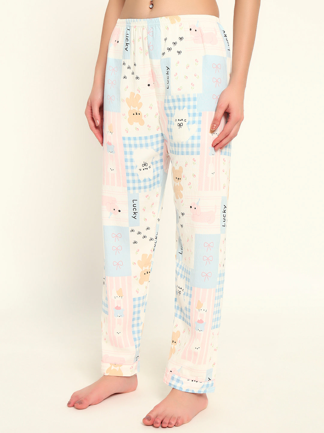 3 pc Korean Night suit Set-Pink Blue