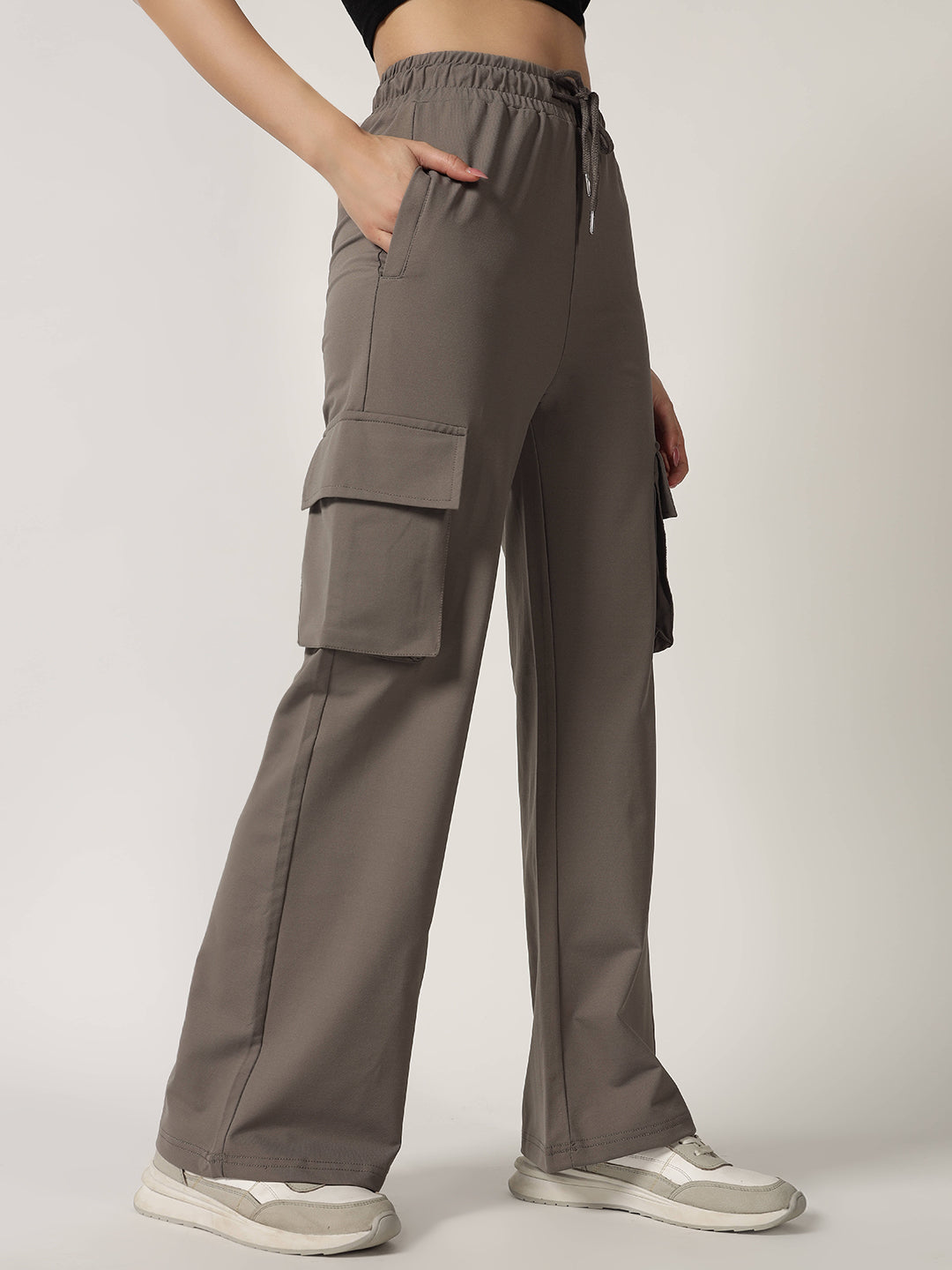 COTTON STRAIGHT FIT CARGO- DARK GREY