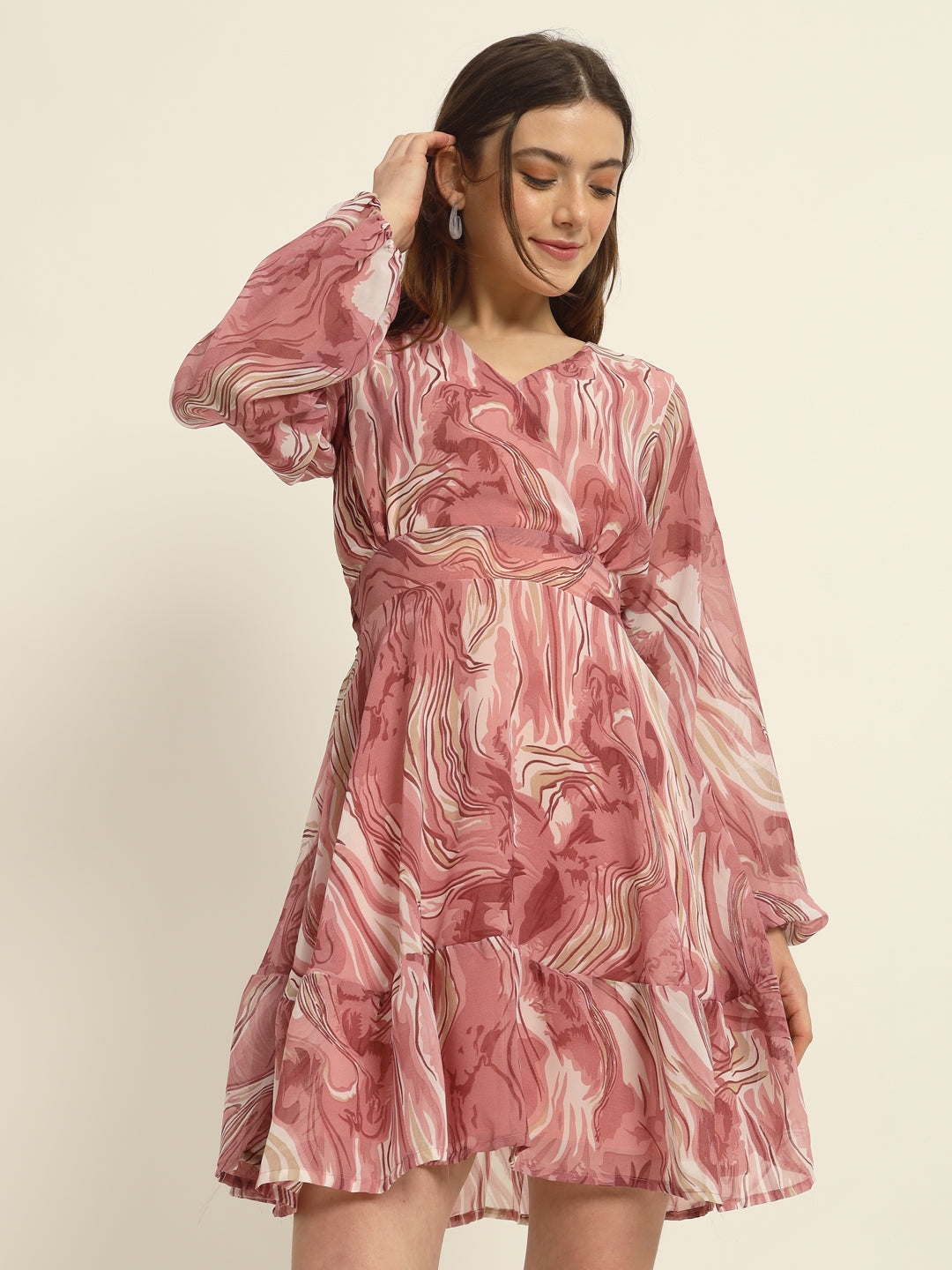 Women Abstract Dress-Pink