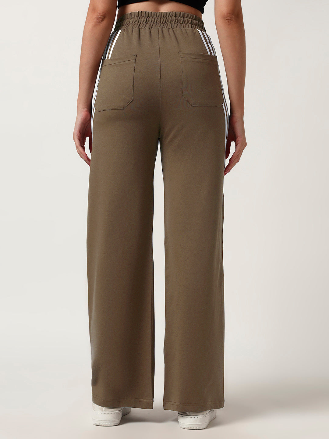 COTTON STRIPED TRACK PANTS BROWN