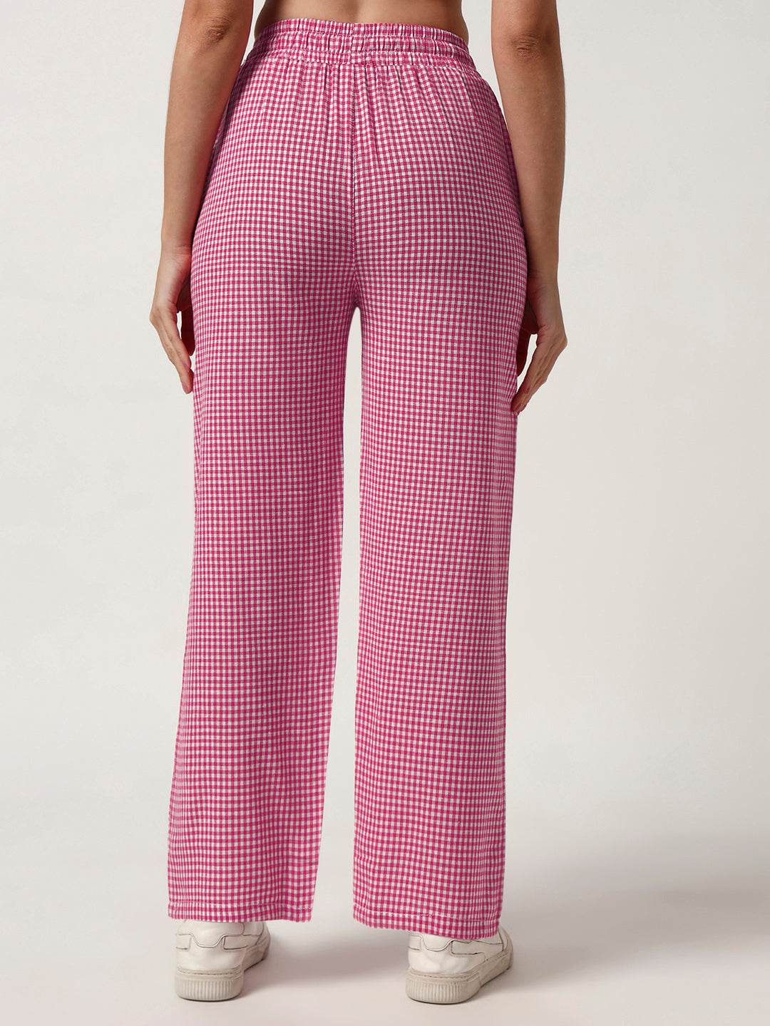 Women's Checked Lounge Pants-Pink