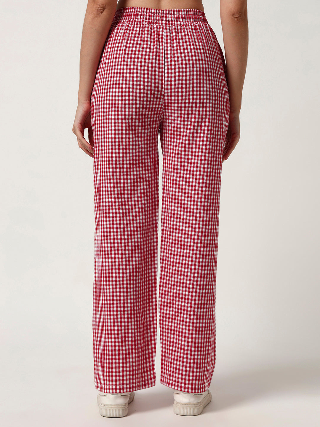 Women's Checked Lounge Pants-Red
