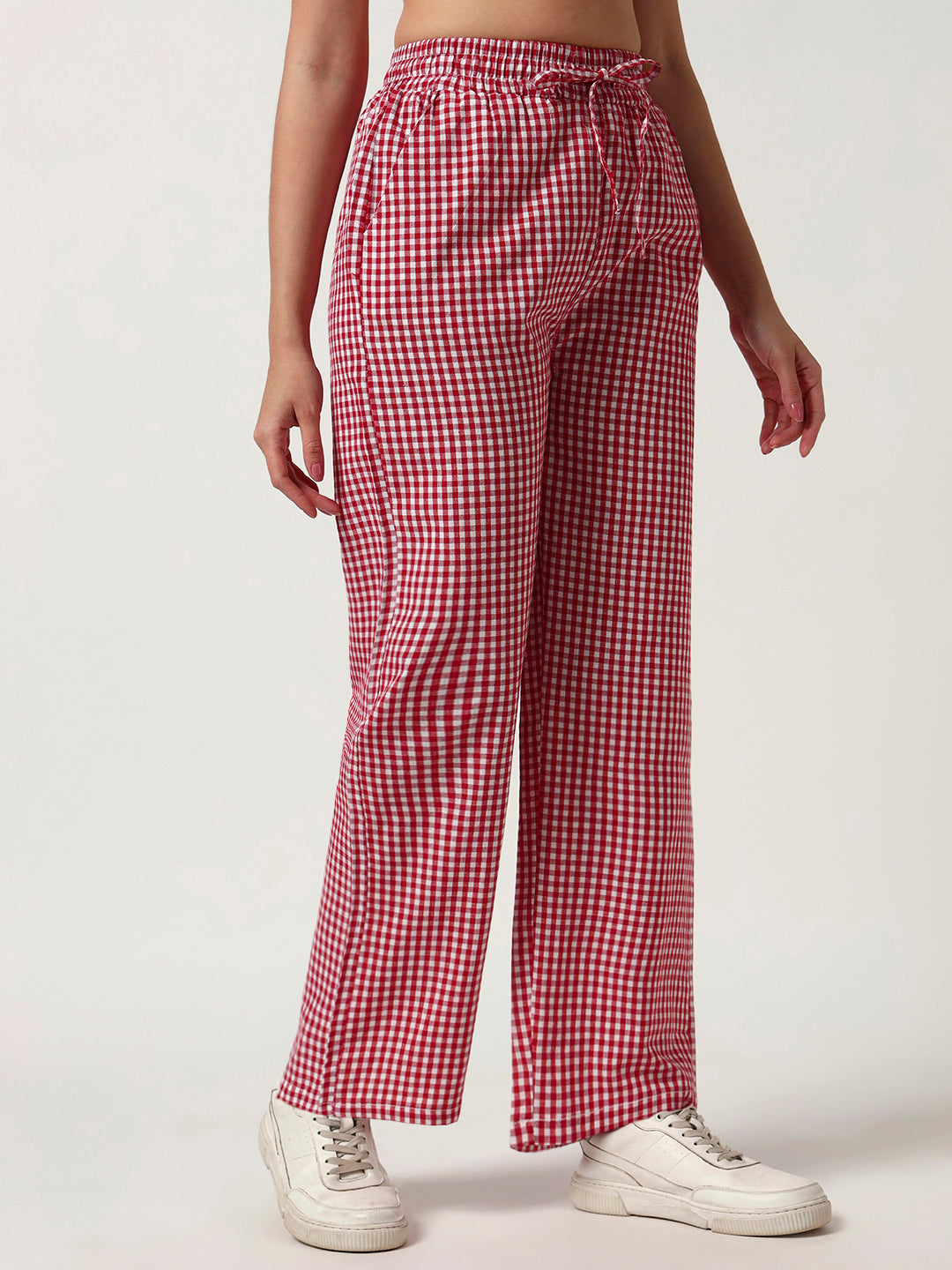 Women's Checked Lounge Pants-Red