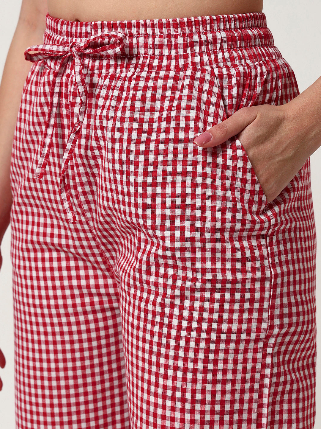 Women's Checked Lounge Pants-Red