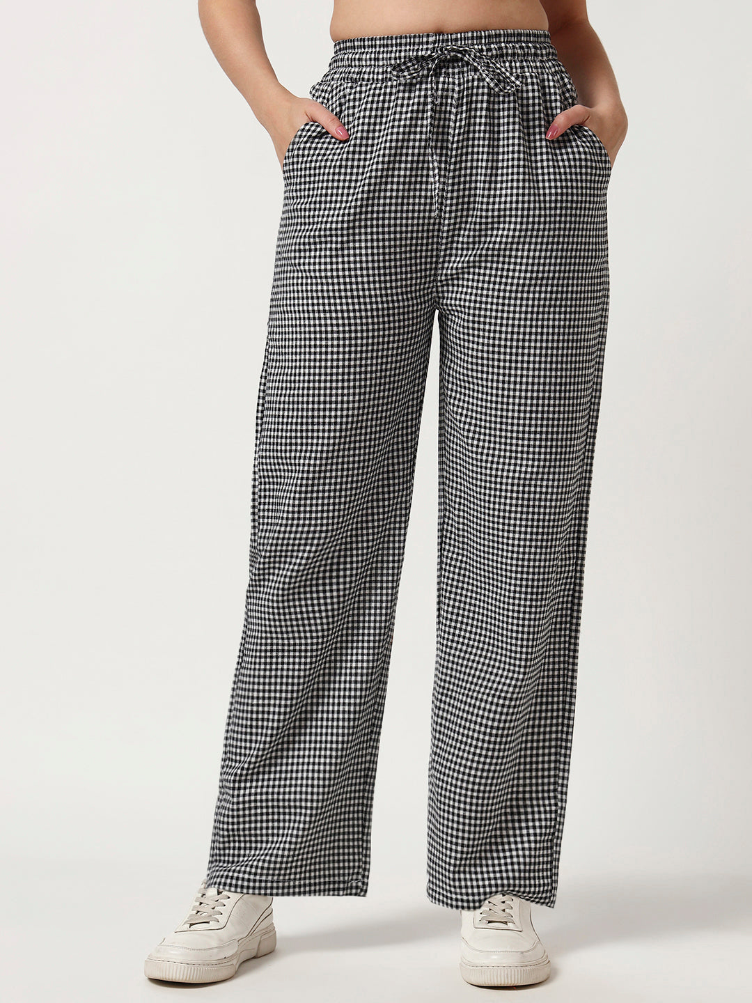 Women's Checked Lounge Pants-Black