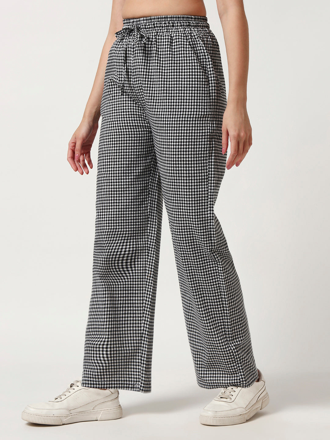 Women's Checked Lounge Pants-Black