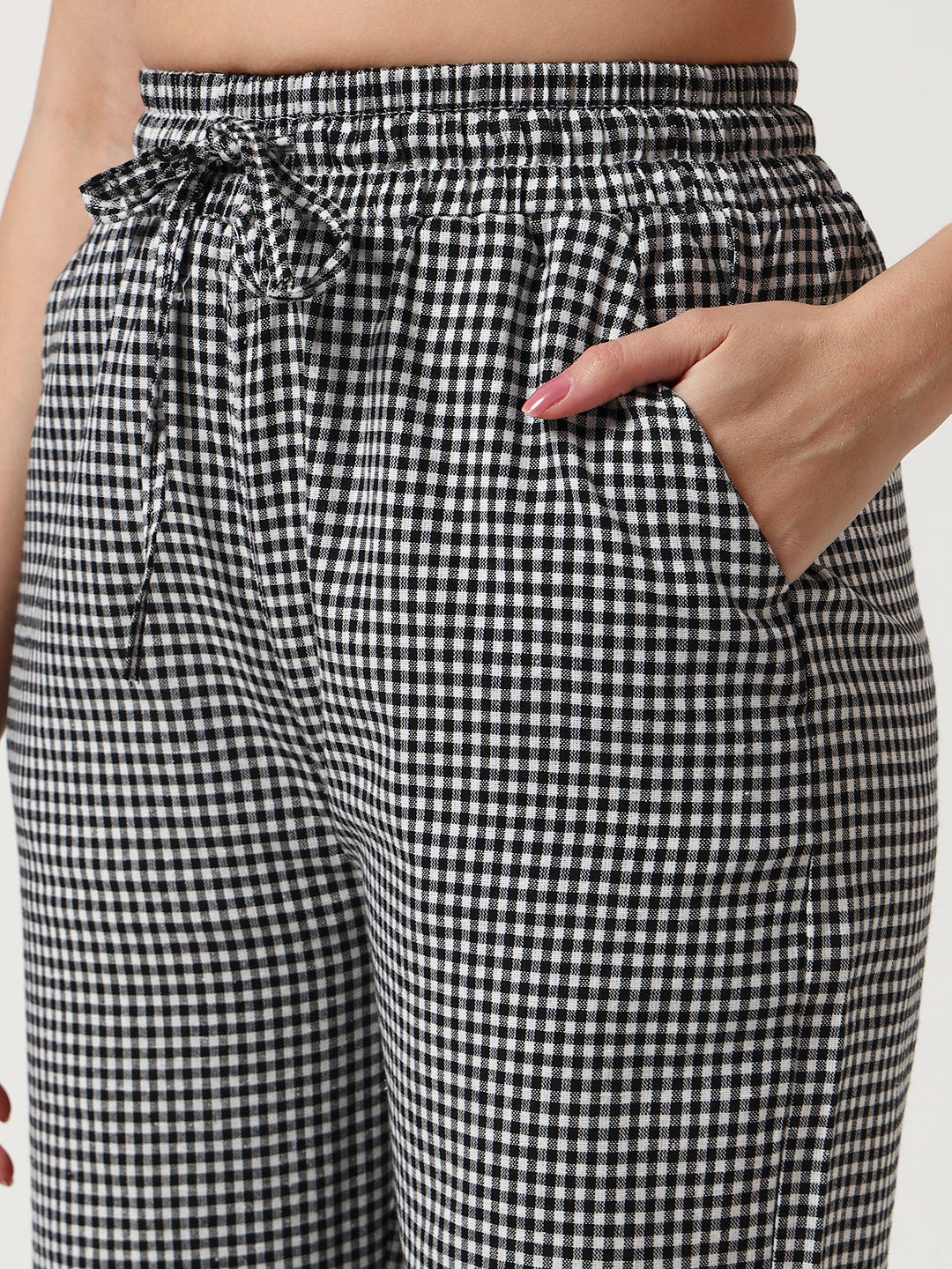 Women's Checked Lounge Pants-Black