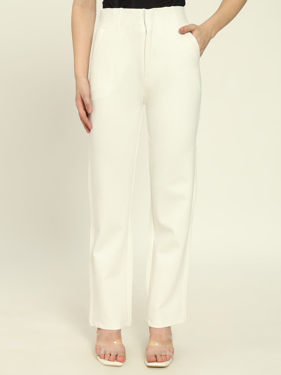 PREMIUM PLEATED PANTS-WHITE