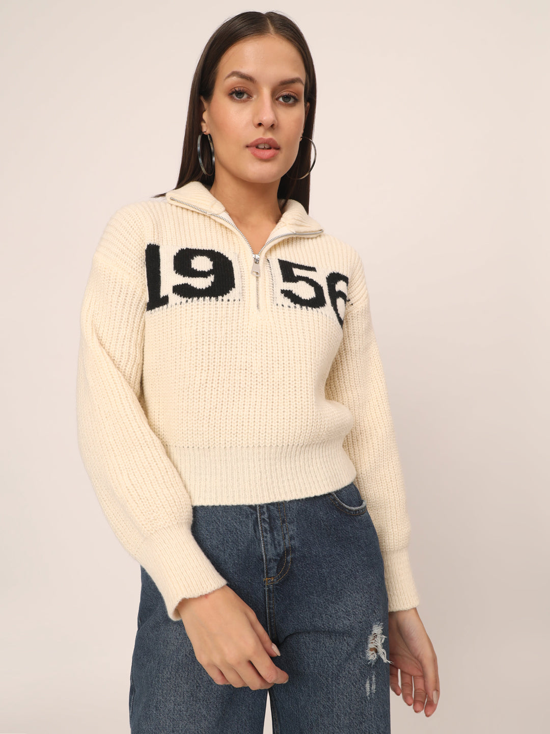 VINTAGE CLASSIC 1956 SWEATER WOMEN-WHITE