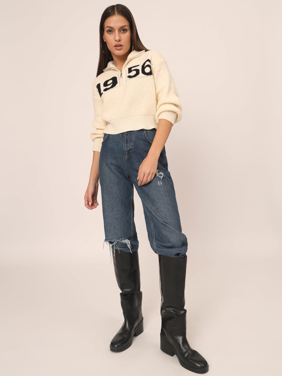 VINTAGE CLASSIC 1956 SWEATER WOMEN-WHITE