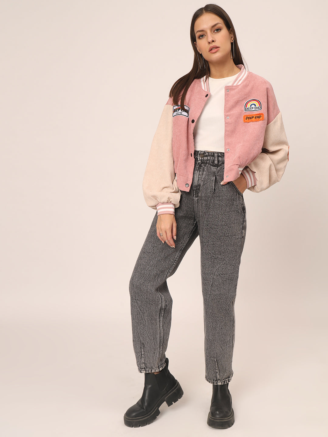 Baggy Varsity Jacket-Pink