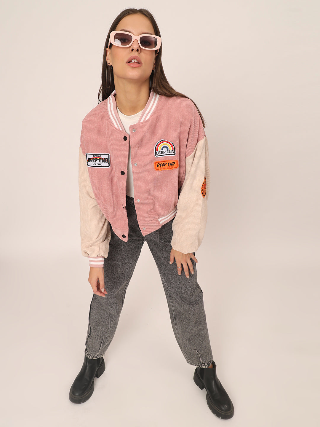 Baggy Varsity Jacket-Pink