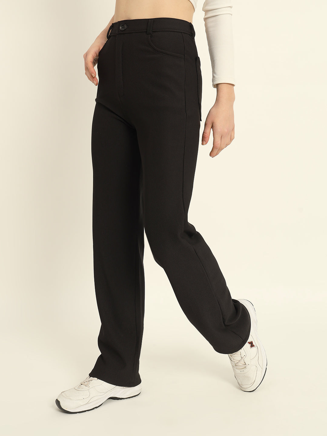 STRAIGHTFIT CORDUROY PANTS-BLACK