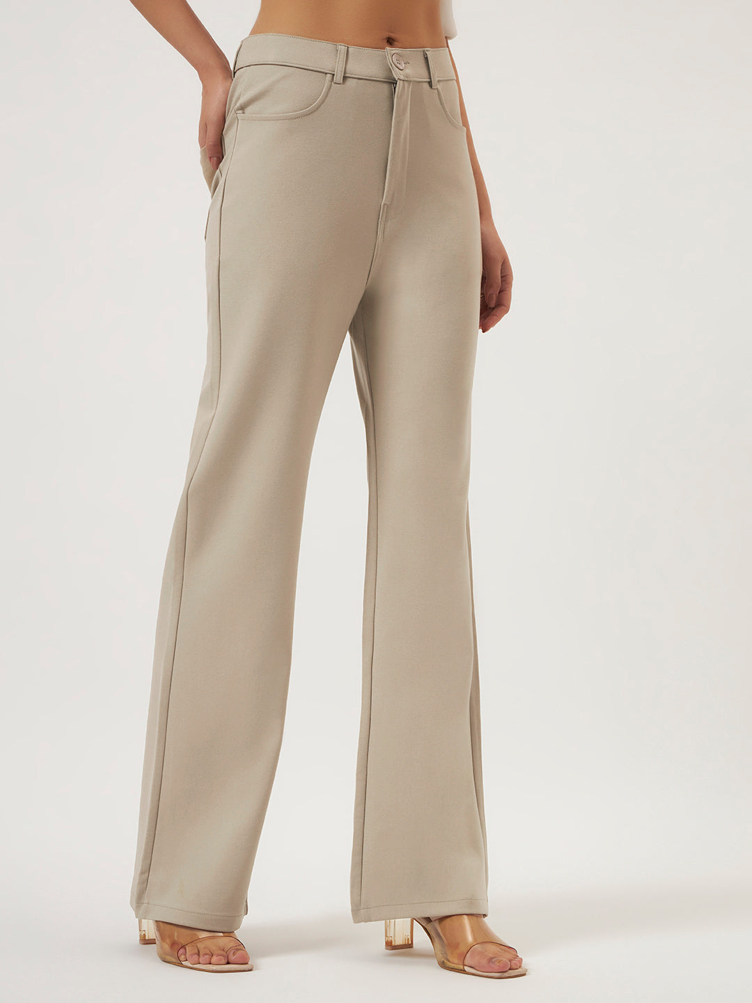 FLEXI STRAIGHT FIT PANTS - BEIGE