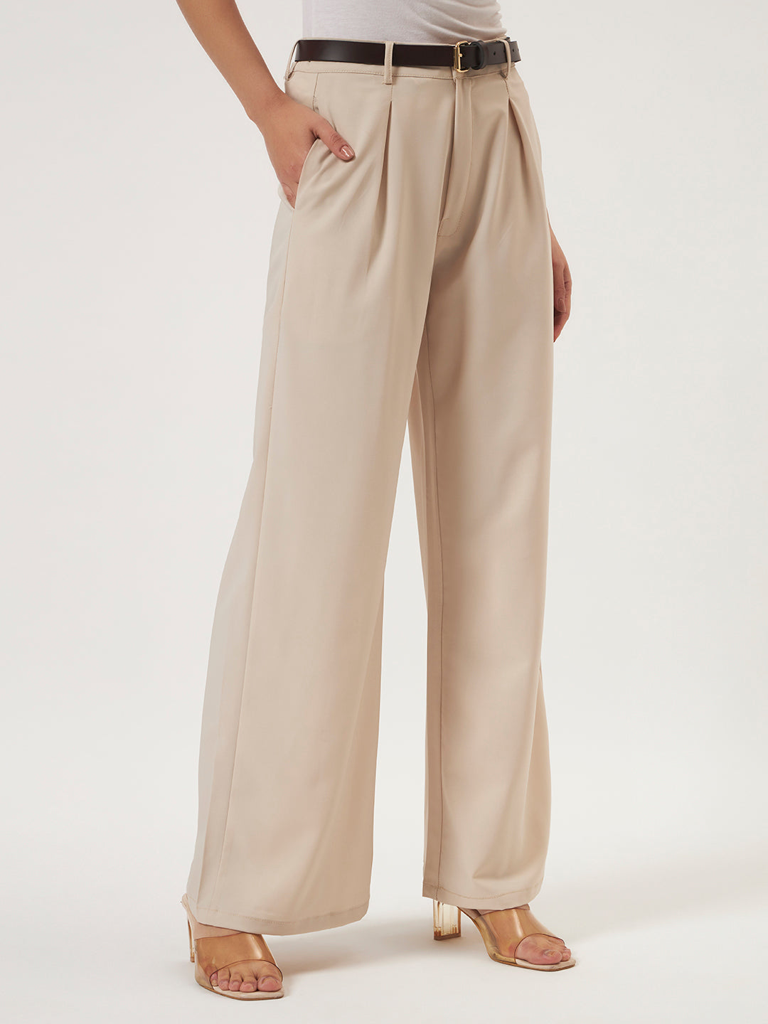 KOREAN PANTS WITH FREE BELT BEIGE