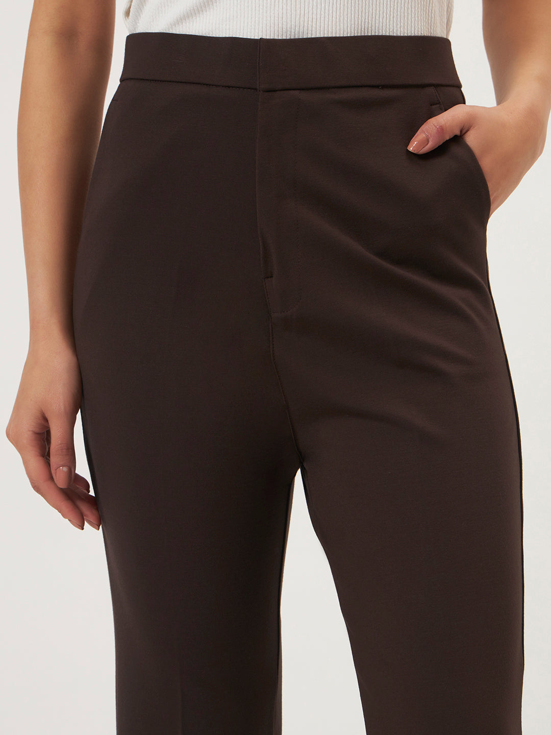FLEXI FLARE PANTS DARK BROWN
