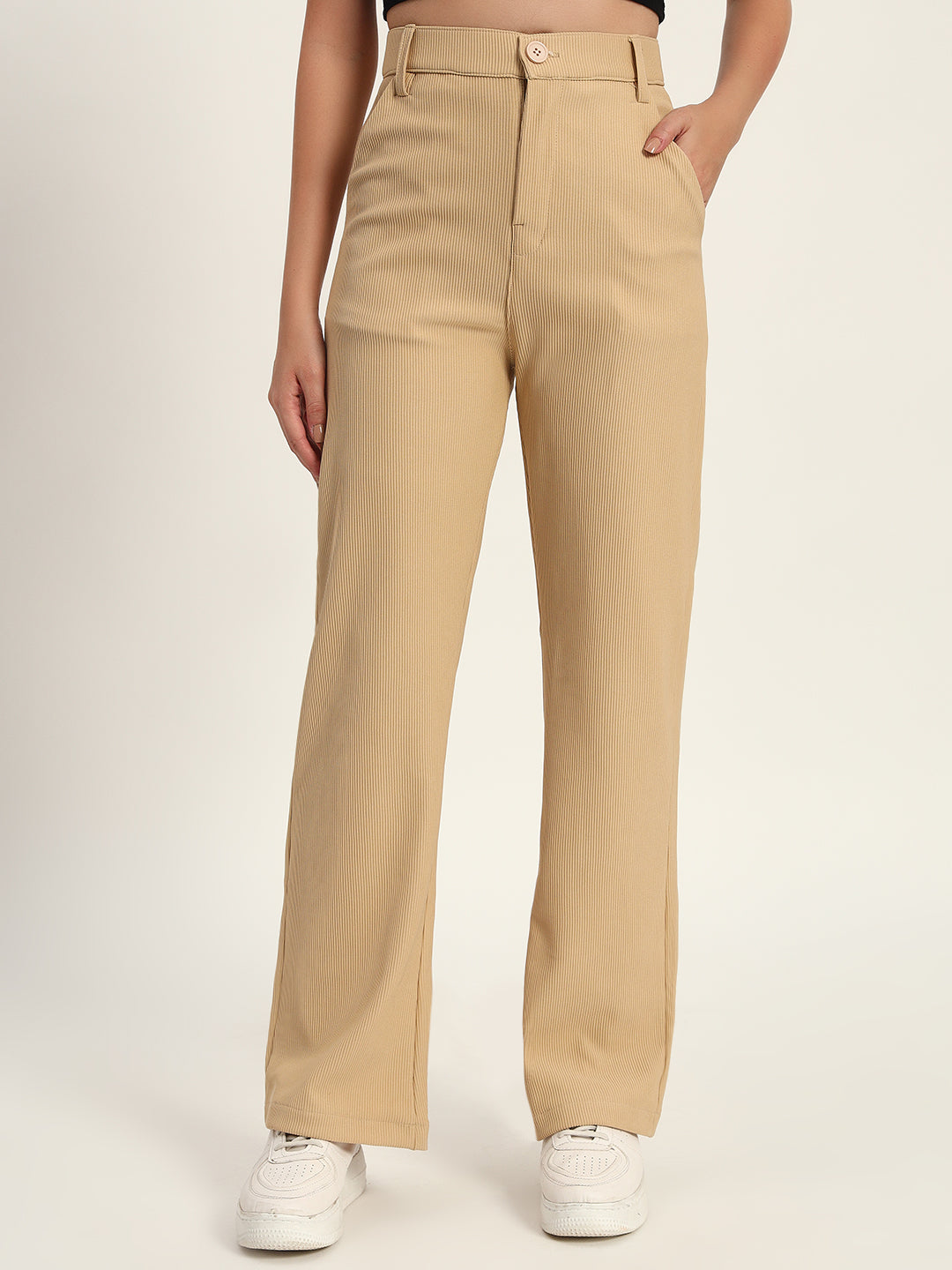 STRAIGHTFIT CORDUROY PANTS-BEIGE