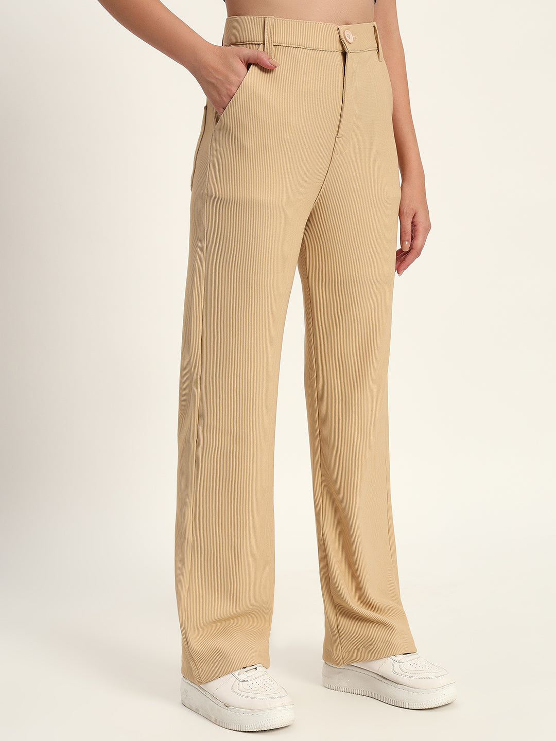 STRAIGHTFIT CORDUROY PANTS-BEIGE