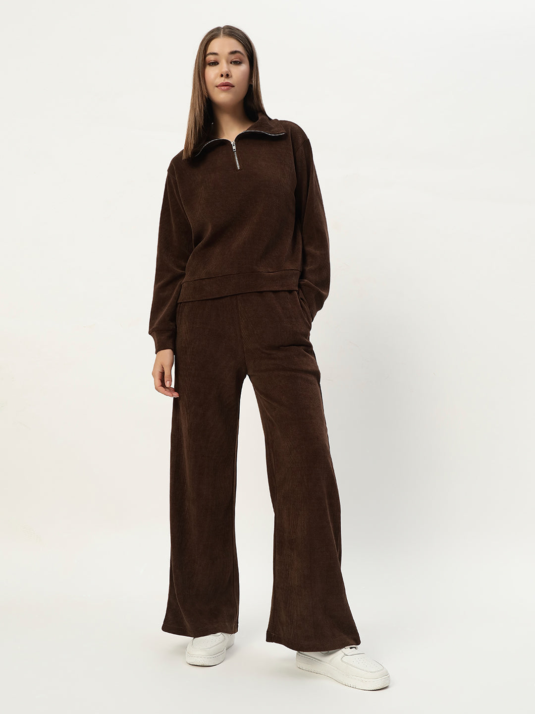 EVERYDAY WOOLEN CO ORD SET DARK BROWN
