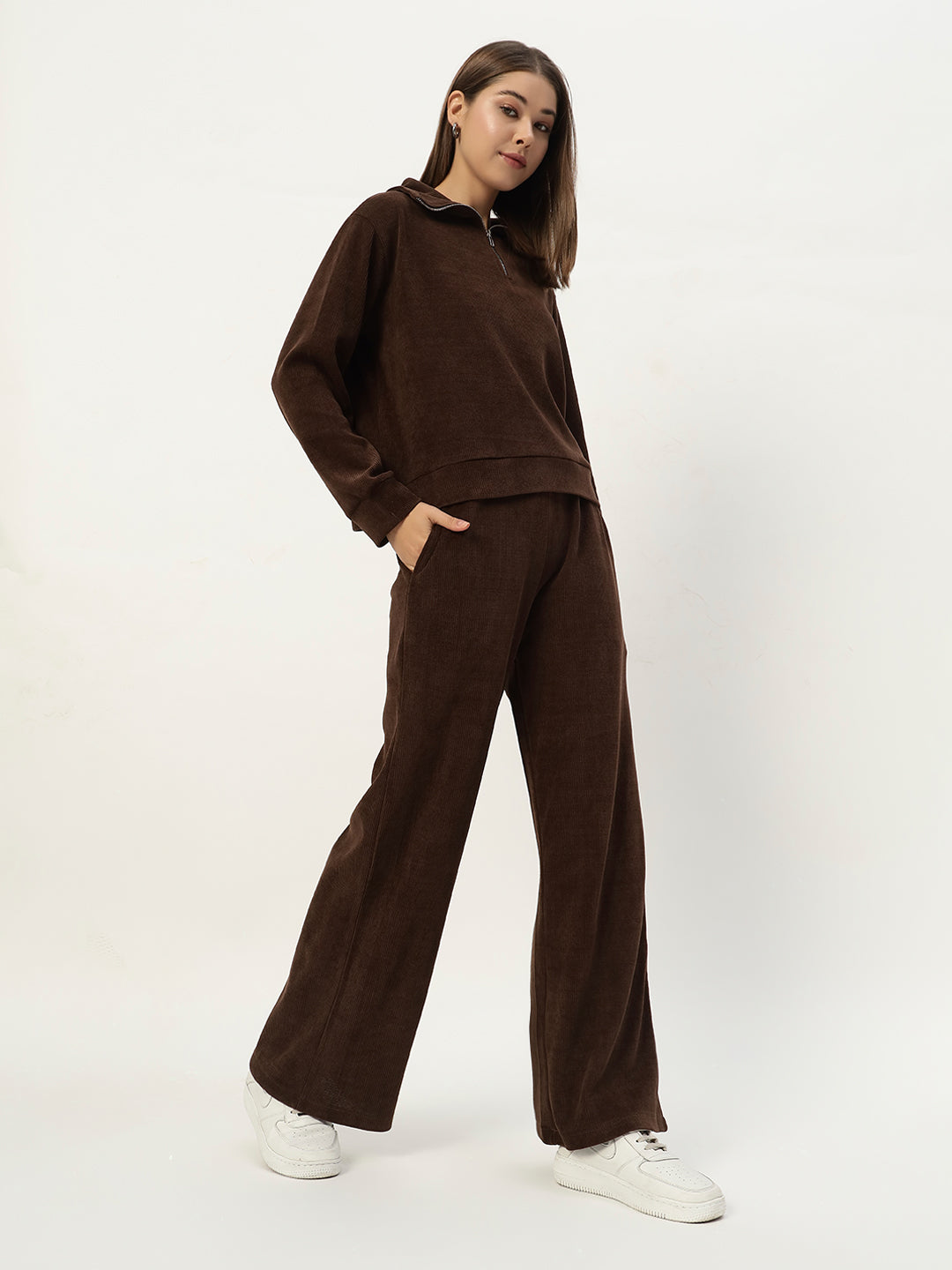 EVERYDAY WOOLEN CO ORD SET DARK BROWN