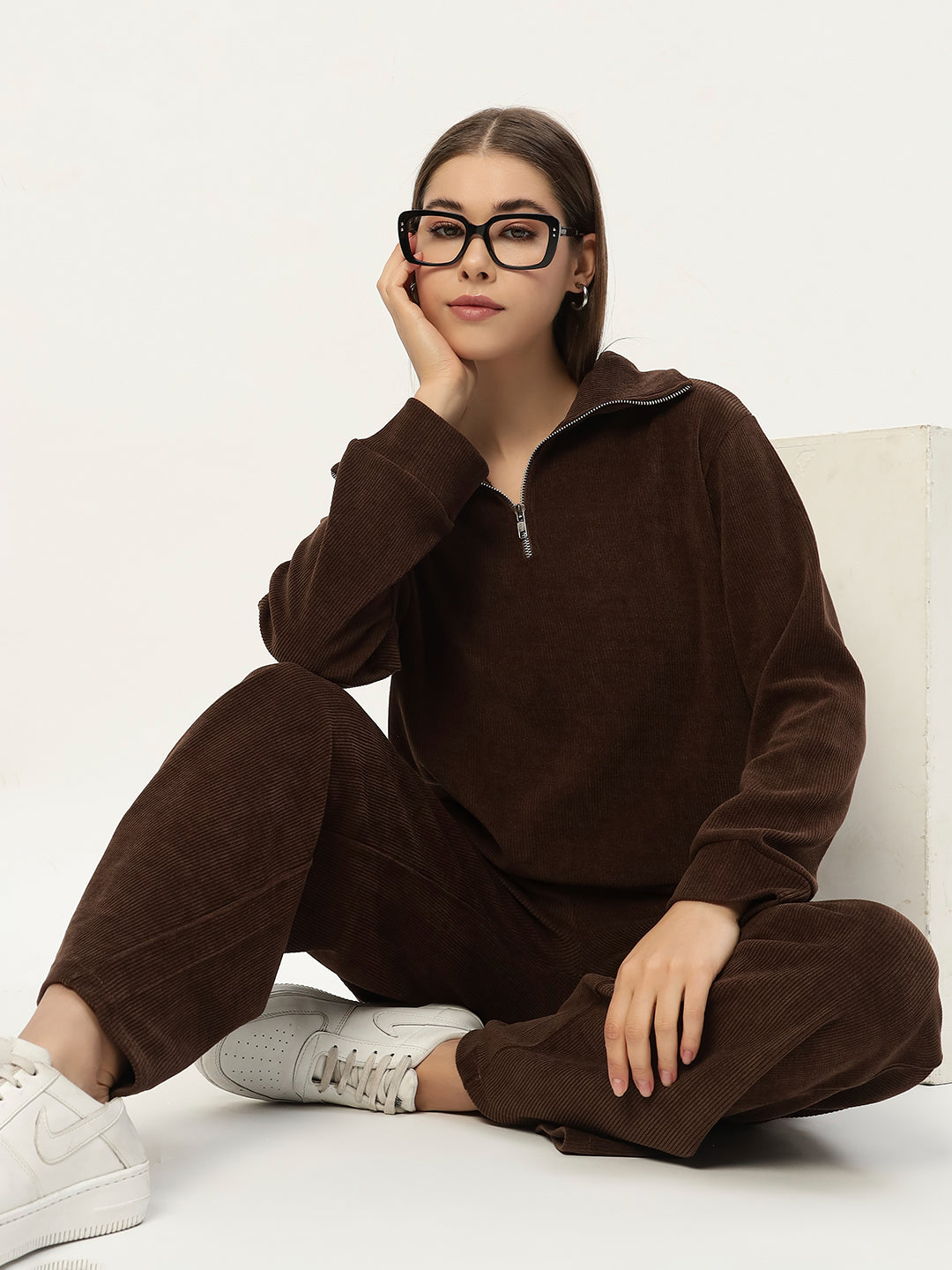 EVERYDAY WOOLEN CO ORD SET DARK BROWN