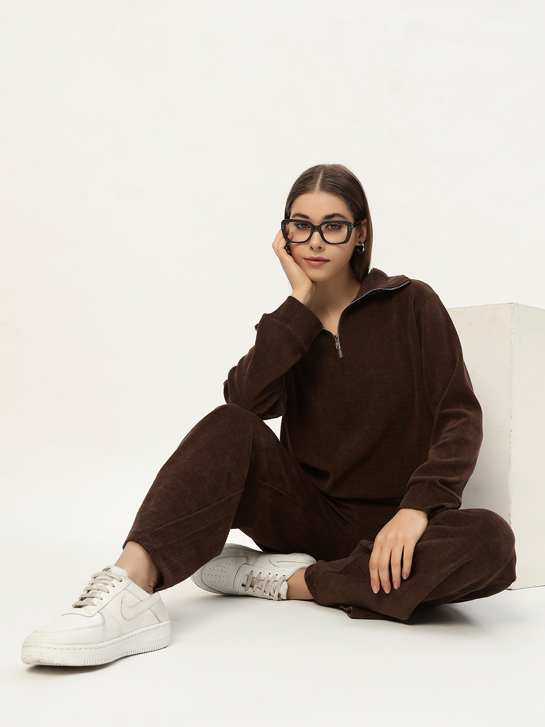 EVERYDAY WOOLEN CO ORD SET DARK BROWN