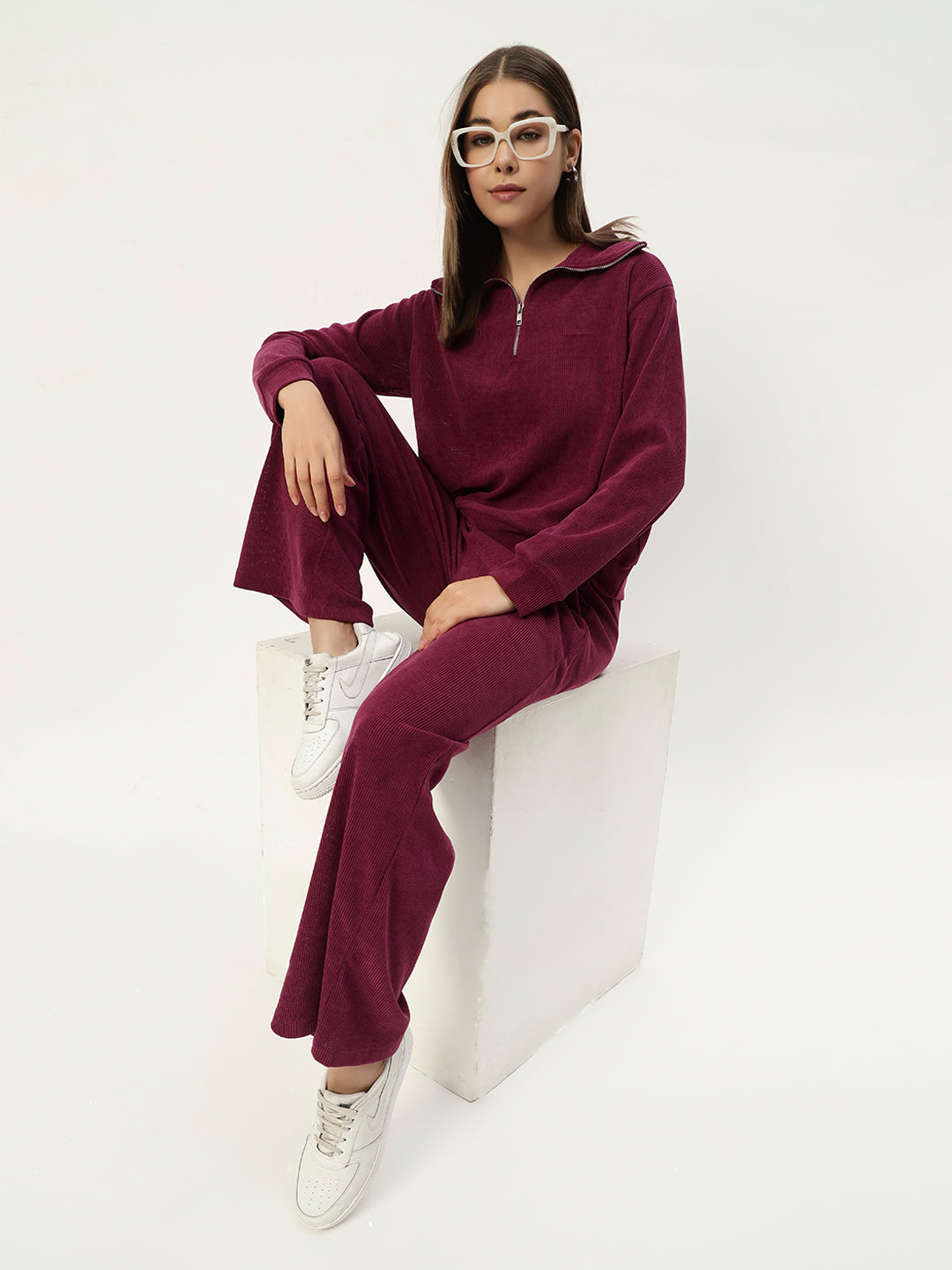 EVERYDAY WOOLEN CO ORD SET MAGENTA