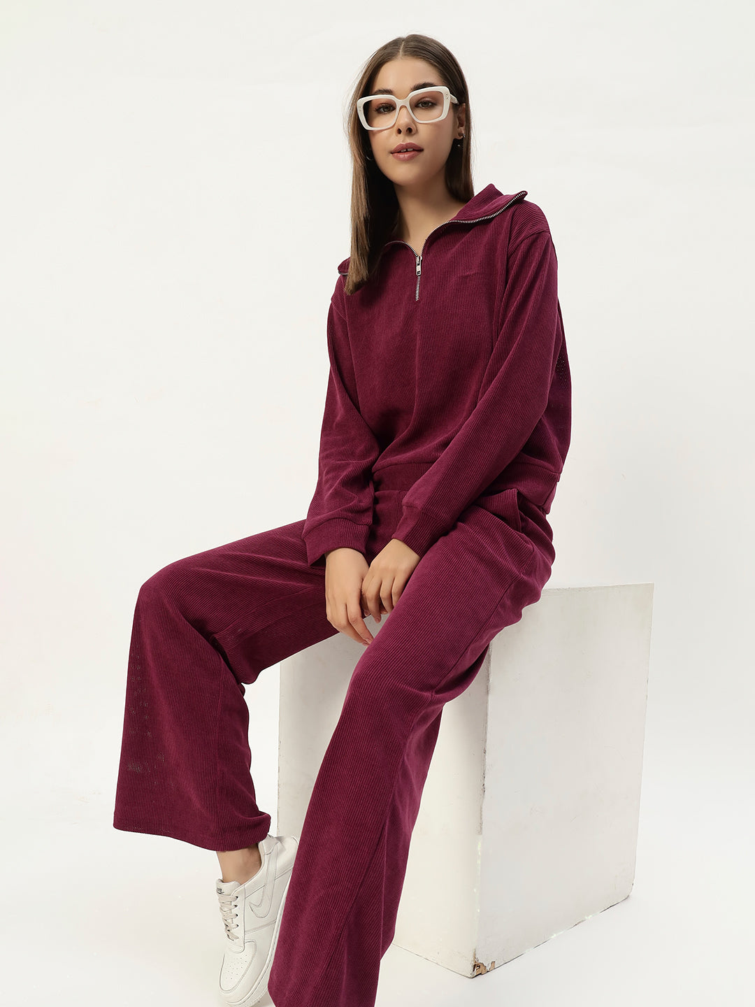 EVERYDAY WOOLEN CO ORD SET MAGENTA