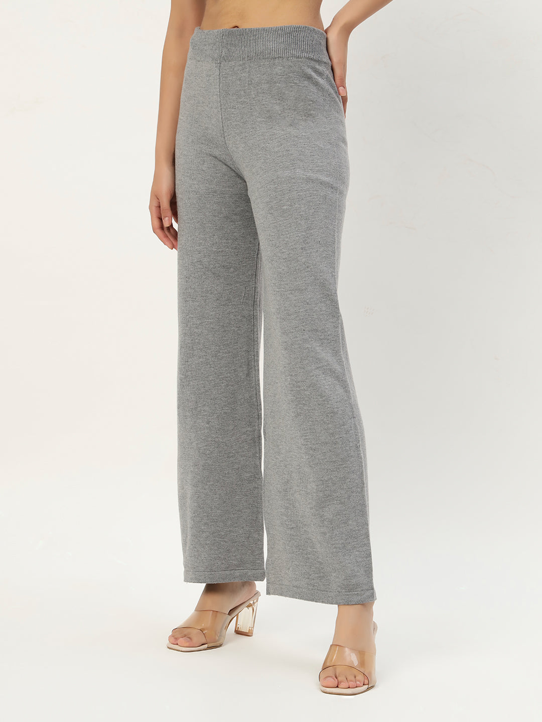 STRIPED WOOLEN COORD SET LIGHT GREY