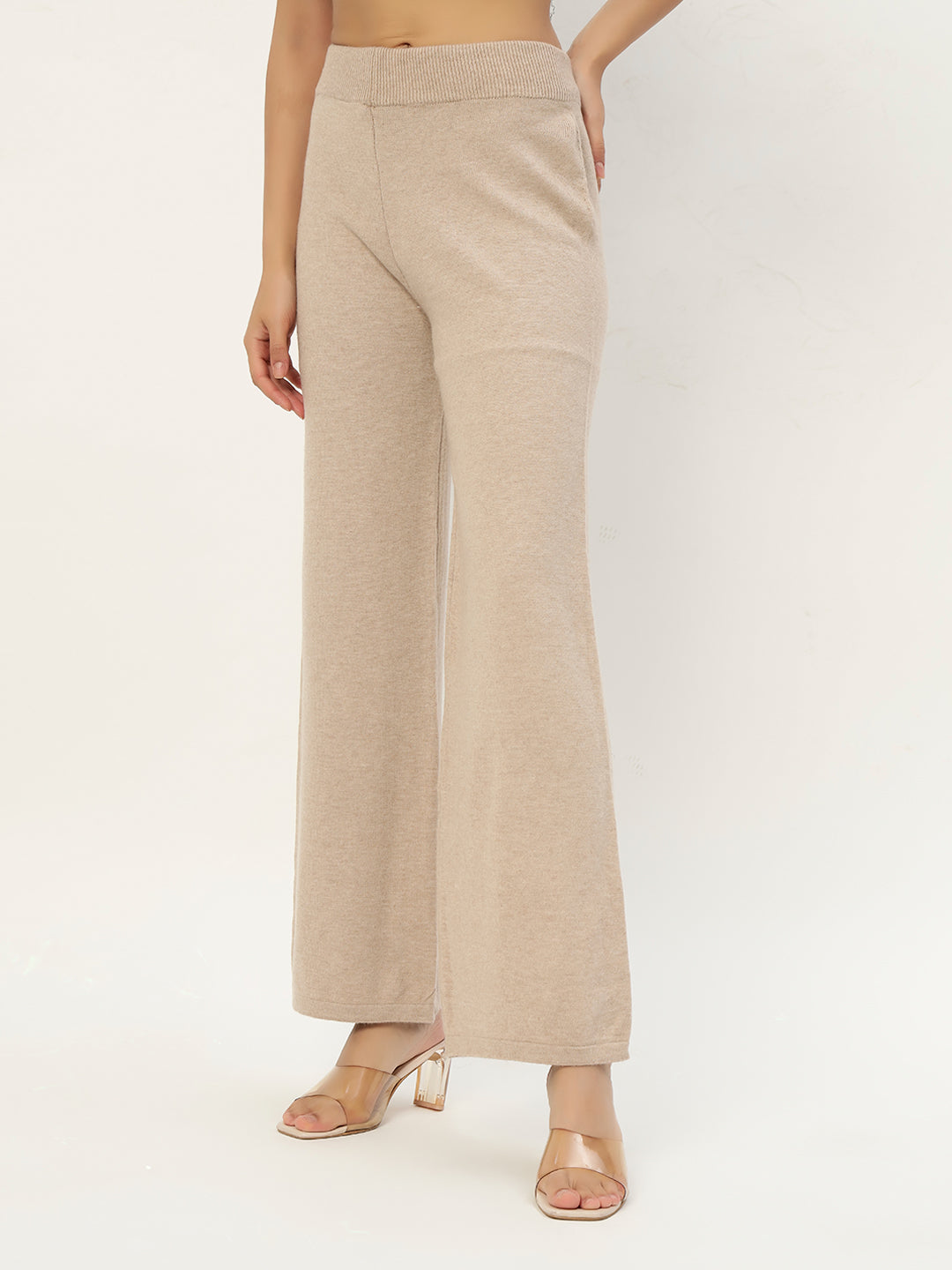 STRIPED WOOLEN COORD SET BEIGE