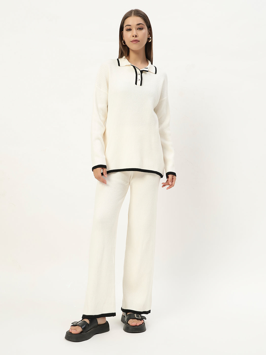 URBAN WOOLEN COORD SET WHITE