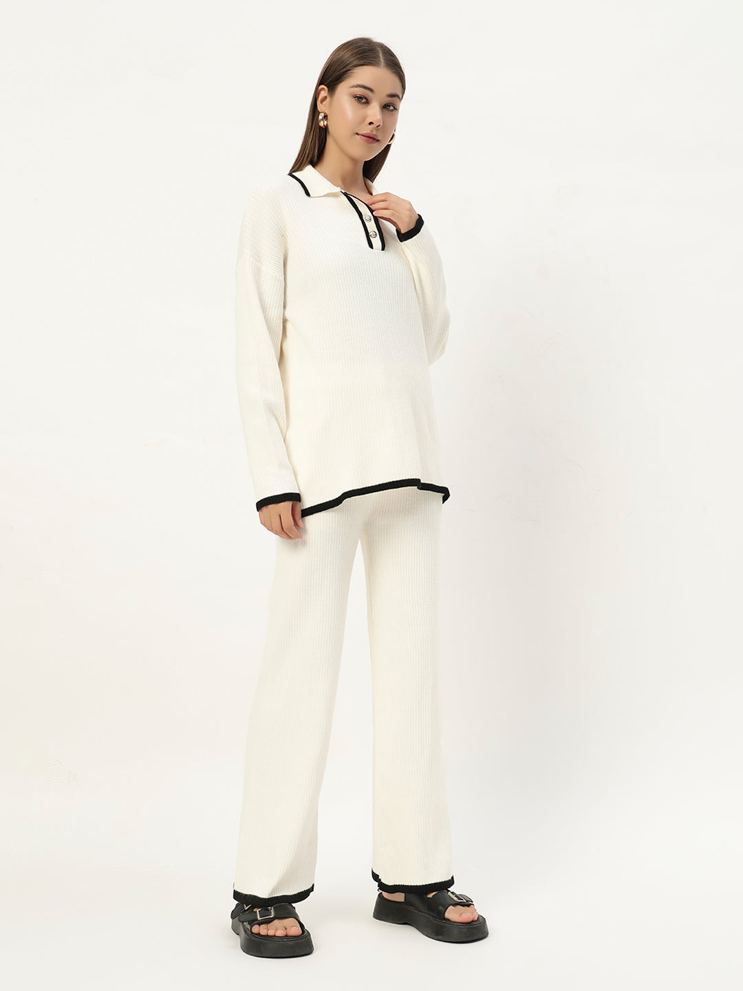 URBAN WOOLEN COORD SET WHITE