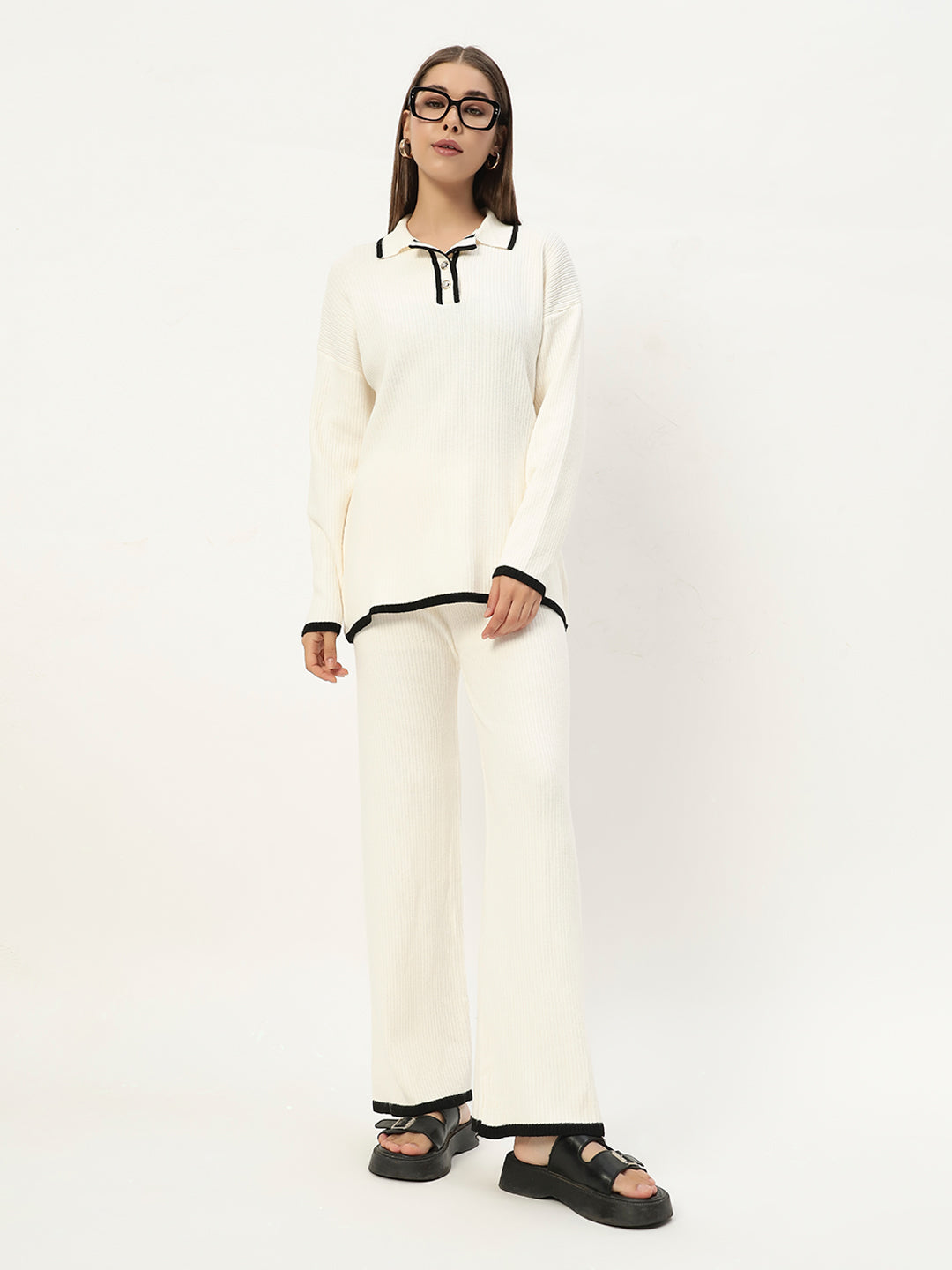 URBAN WOOLEN COORD SET WHITE